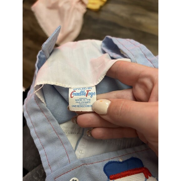 Vintage Cradle Togs Sailing Dog Embroidered Short-alls W Matching Hat 6-12 Mo - Picture 4 of 4